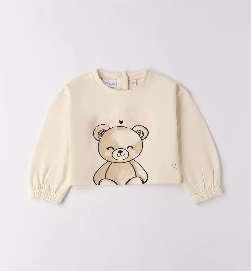 Felpa Girocollo Crop con Stampa