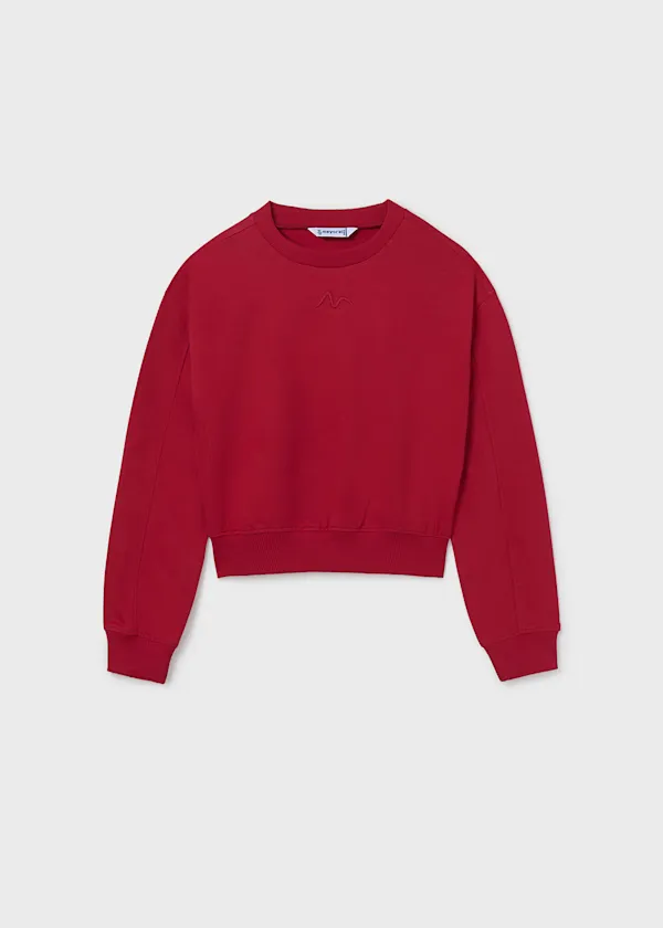 Felpa Rossa Ragazza con Ricamo