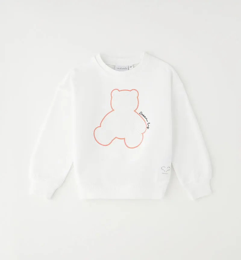 Felpa bambina bianca con orsetto
